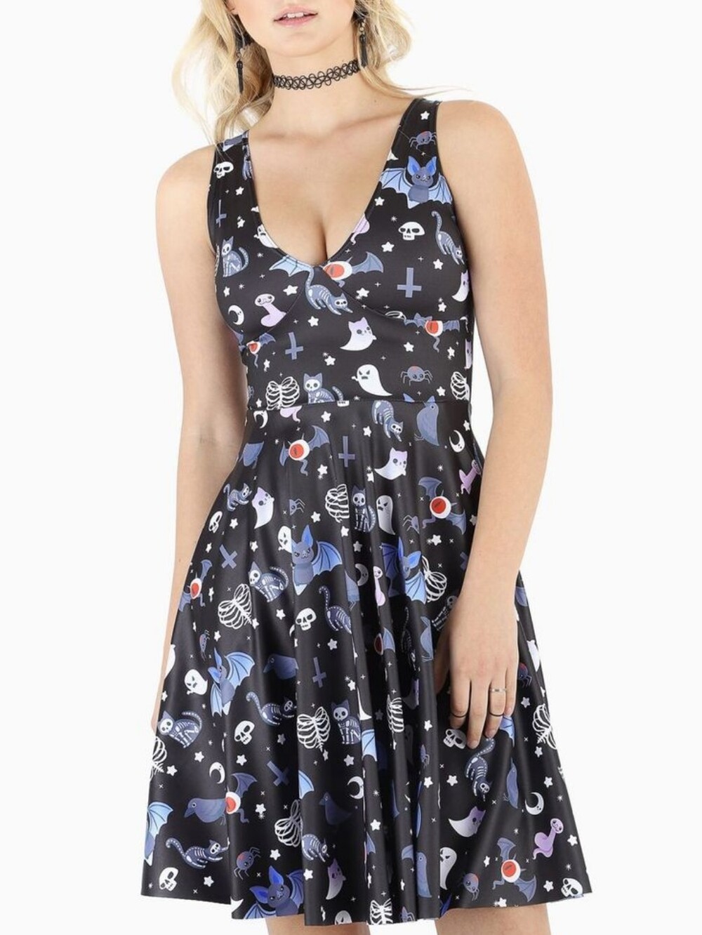 Blackmilk Hauntingly Cute Longline Marilyn Halloween Goth Print Dress XL